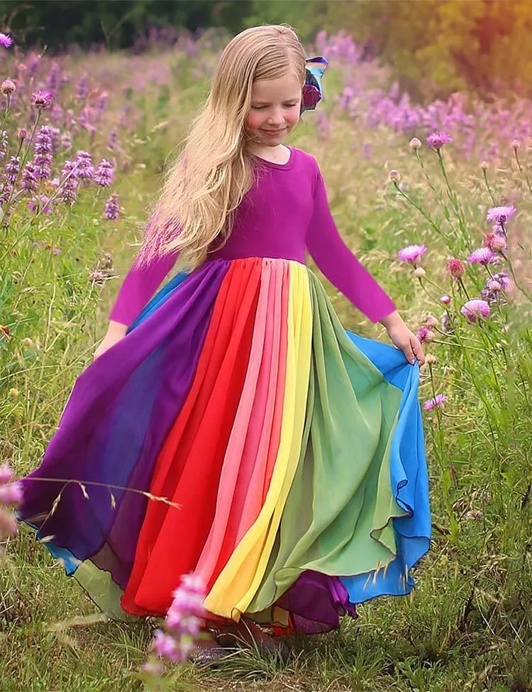 Rainbow Mesh Party Dress - Image 5