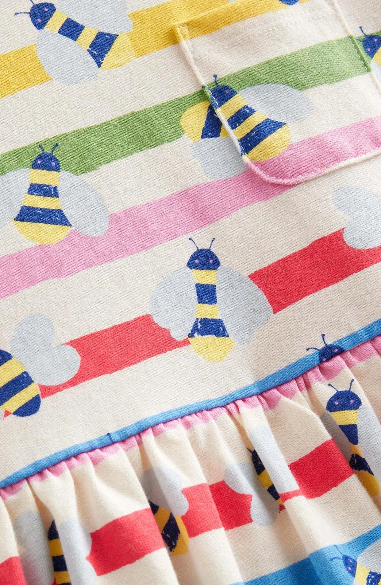 Rainbow Striped Bee Print Dress - Image 3