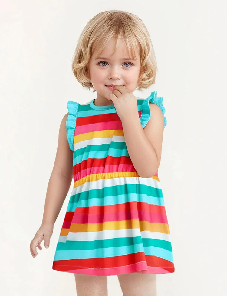 Rainbow Striped Sleeveless Dress - Image 2