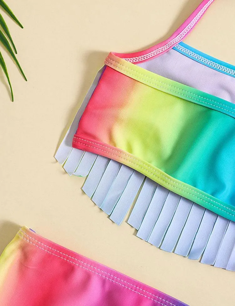 Rainbow Tassel Split Swimsuit - Image 3