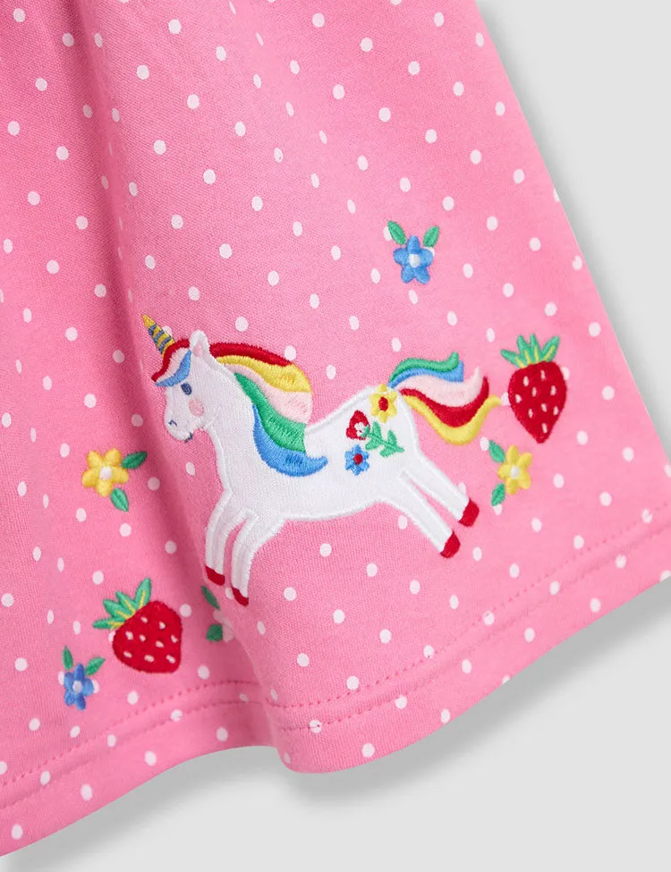 Rainbow Unicorn Applique Dress - Image 3