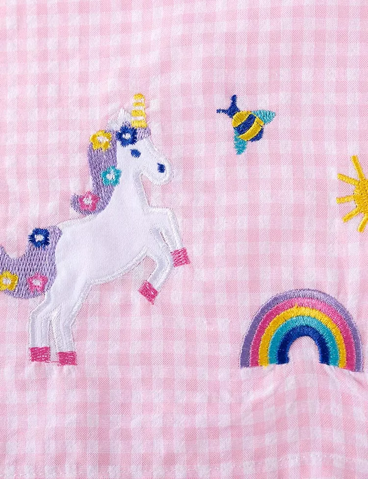 Rainbow Unicorn Applique Long Sleeves Dress - Image 4