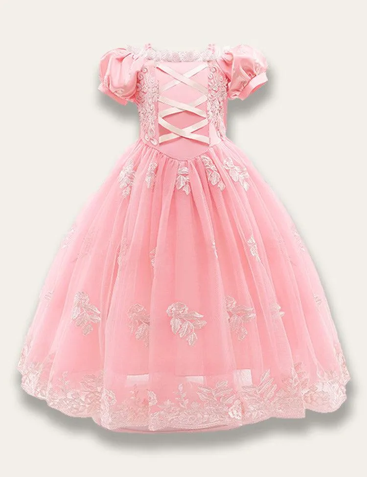 Rapunzel Tulle Embroidered Princess Party Dress - Image 3