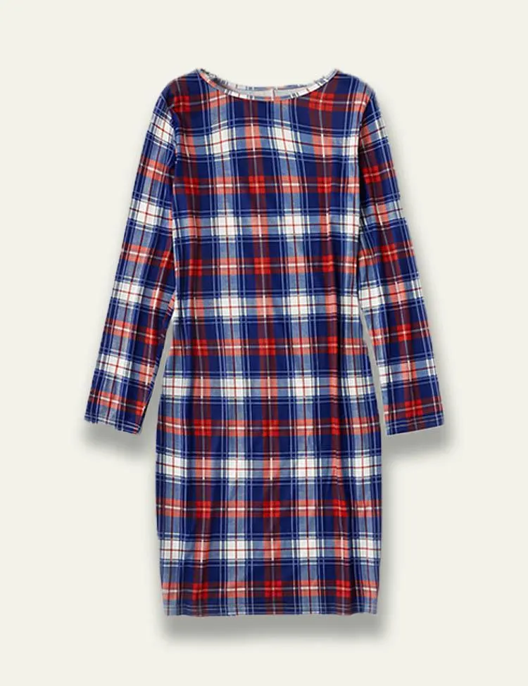 Red Blue Plaid Family Matching Dress - Image 2