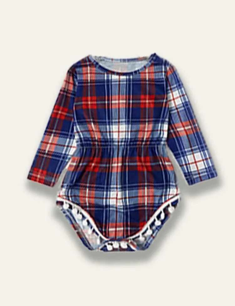 Red Blue Plaid Family Matching Dress - Image 4