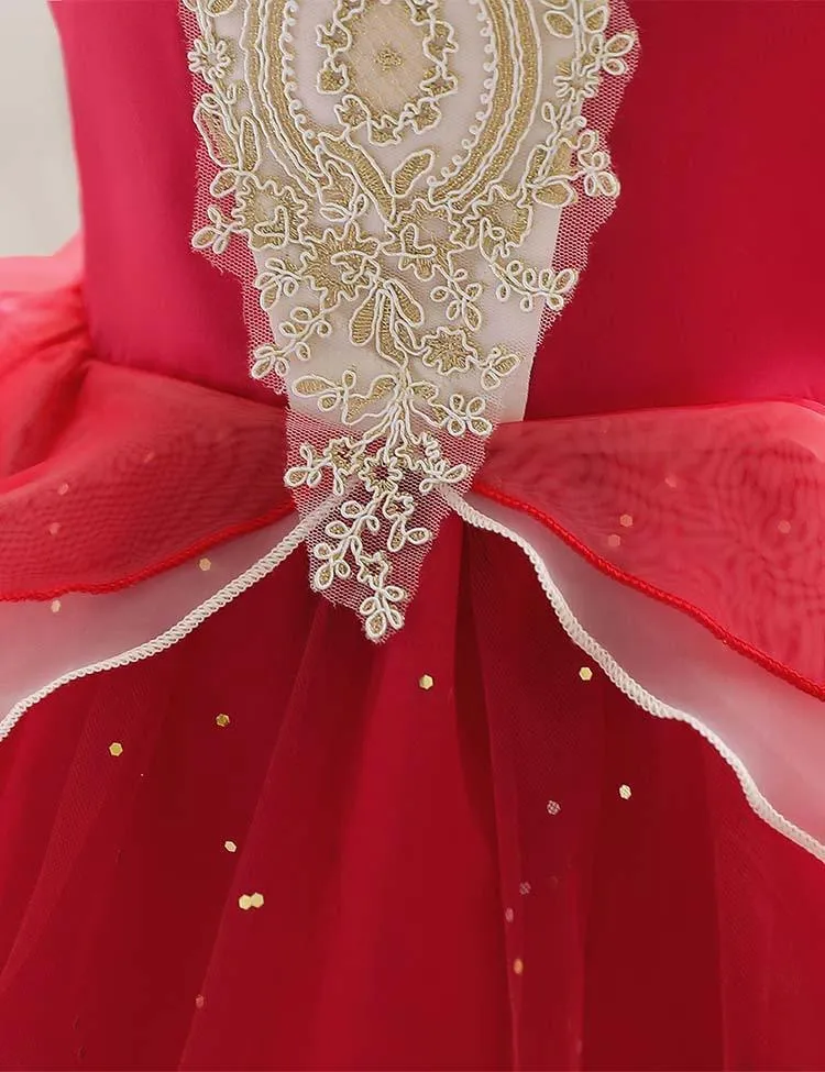 Red Mesh Party Dress - Image 3