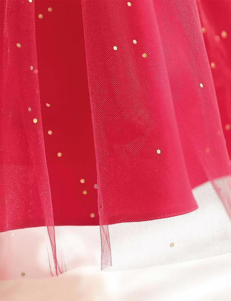 Red Mesh Party Dress - Image 4