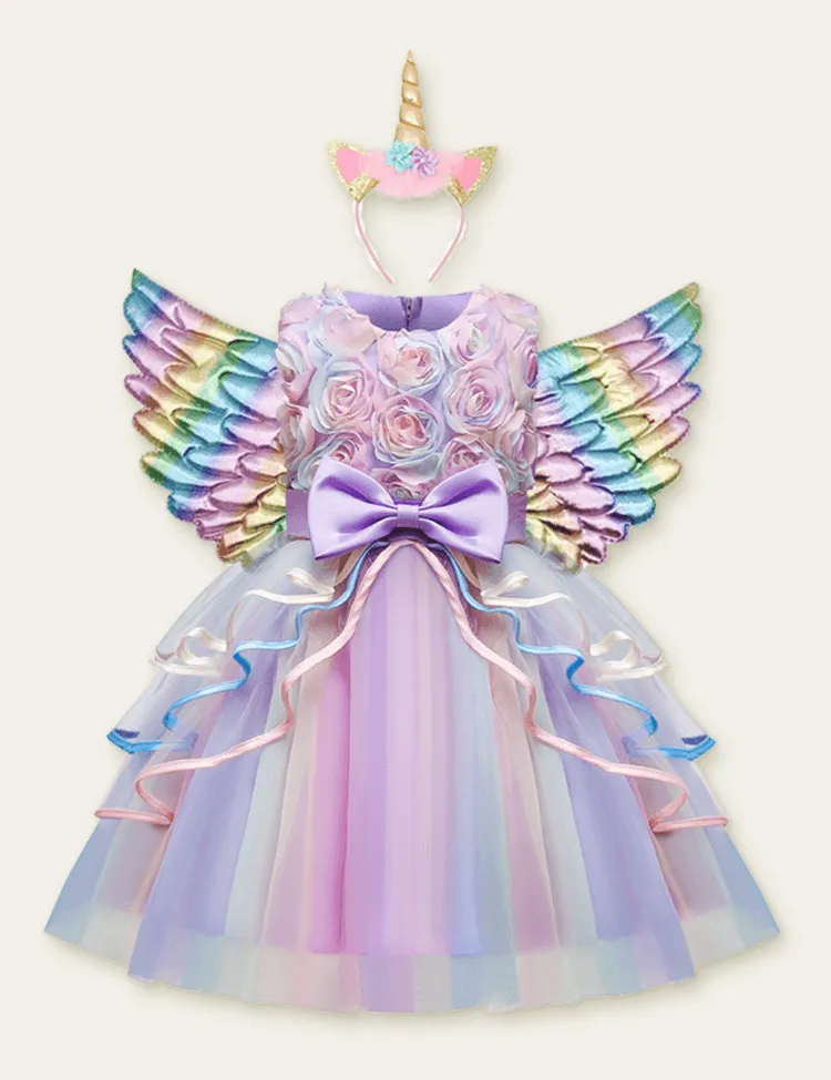 Rose Dream Mesh Party Dress + Unicorn Wings - Image 3