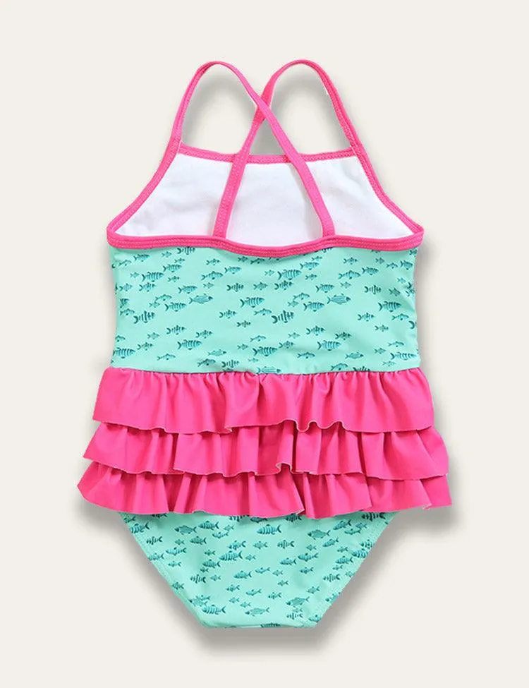 Ruffled Flamingo Print Swimsuit - Image 2
