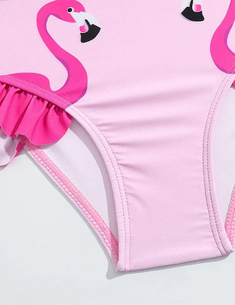 Ruffled Flamingo Print Swimsuit - Image 3
