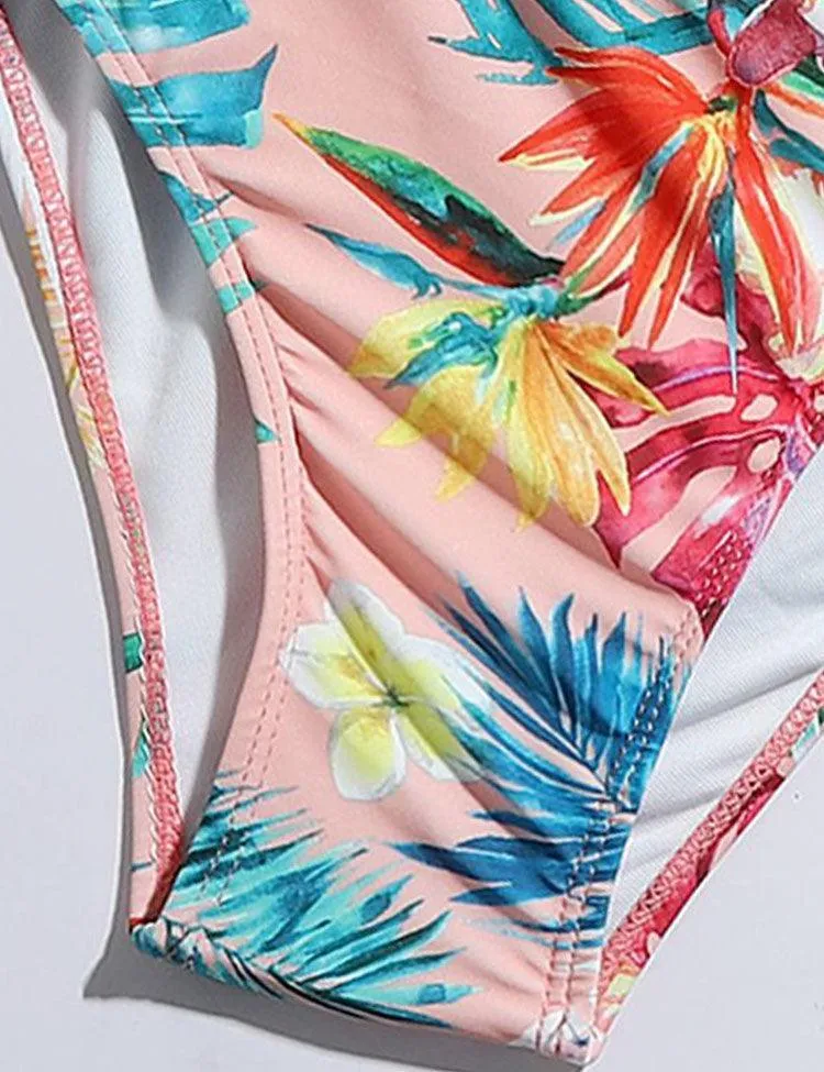 Ruffled Floral Split Swimsuit - Image 3