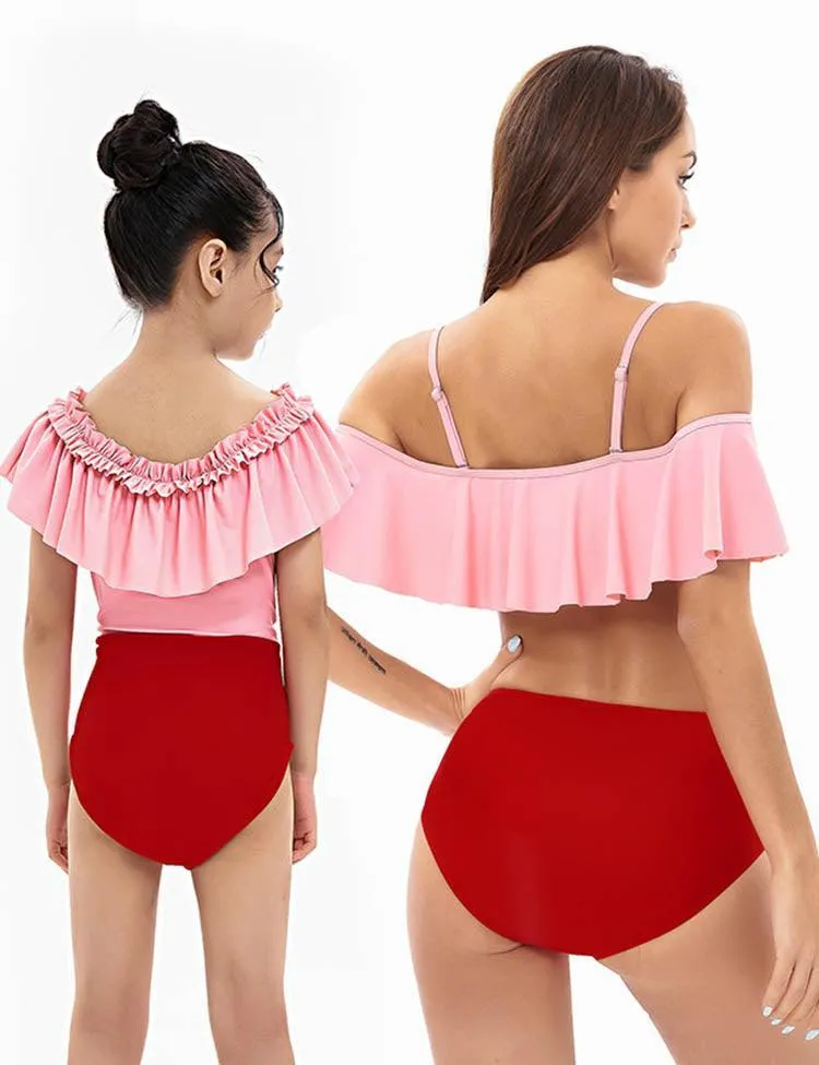 Ruffled High Waisted Family Matching Swim Suit - Image 2