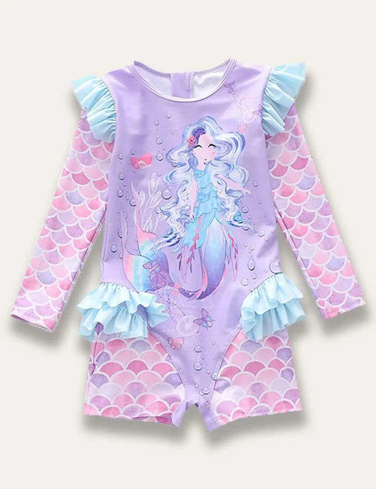 Ruffled Mermaid Print Swimsuit - Image 6