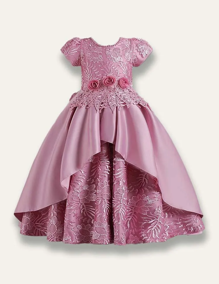 Satin Embroidered Princess Party Dress - Image 4