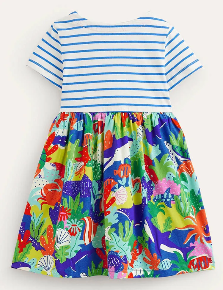 Sea World Printed Striped Dress - Image 2