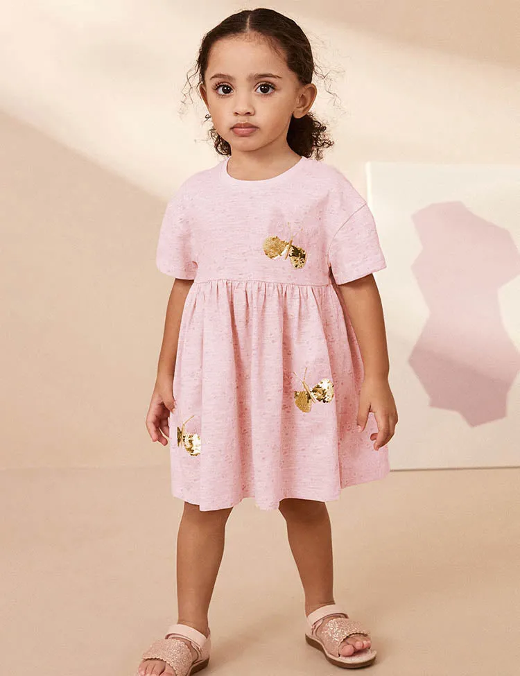 Sequined Butterfly Flower Printed Dress - Image 2