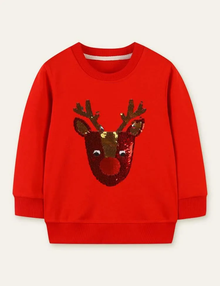 Sequined Elk Sweatshirt