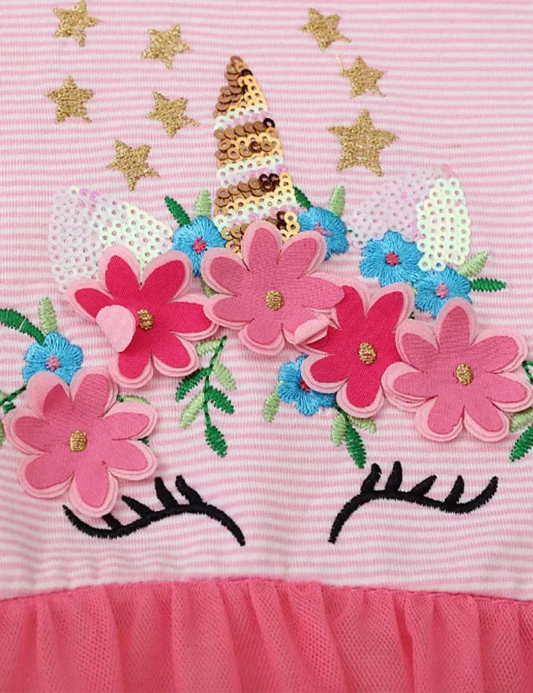 Sequined Unicorn Striped Tulle Dress - Image 2
