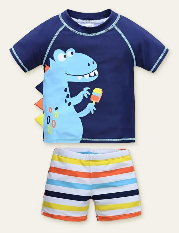 Shark Dinosaur Printed Swimsuit - Image 4