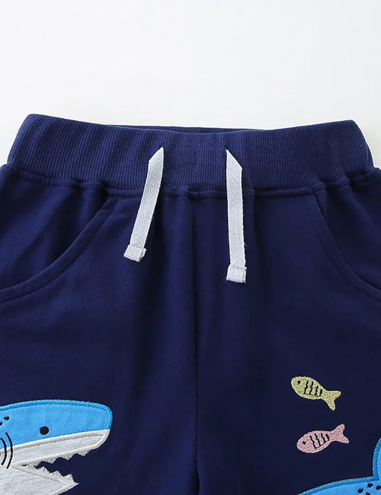 Shark Embroidered Cotton Shorts - Image 3