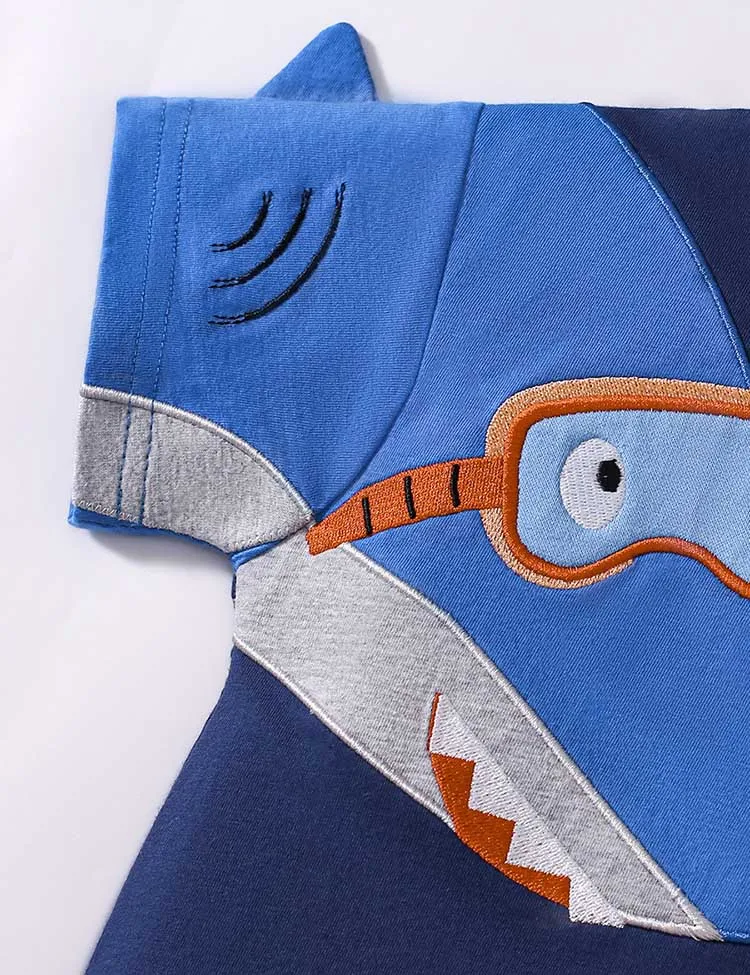Shark Print Short Sleeve T-Shirt and Shorts Set - Image 3