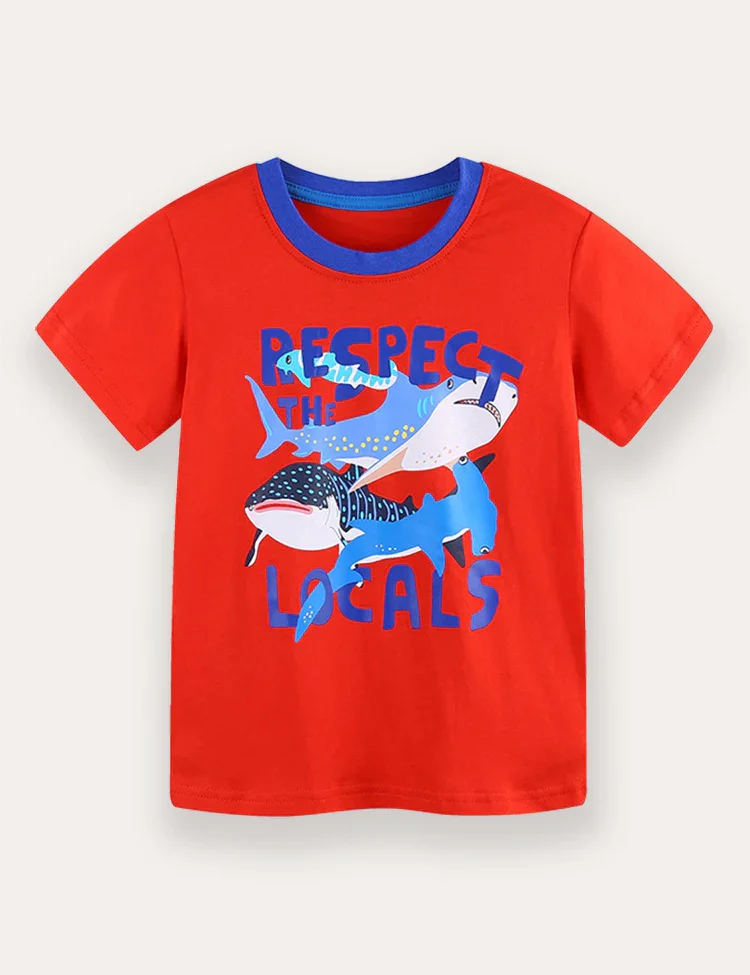 Shark Print T-shirt and Shorts Set - Image 3