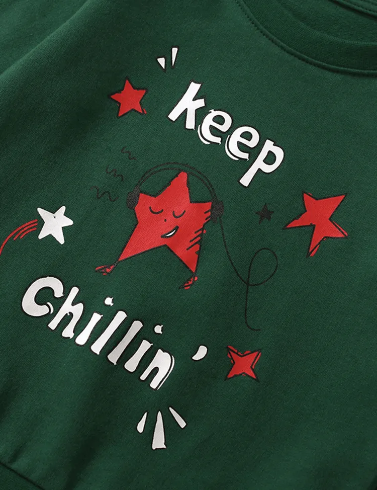 Shiny Red Star Printed Sweatshirt - Image 4