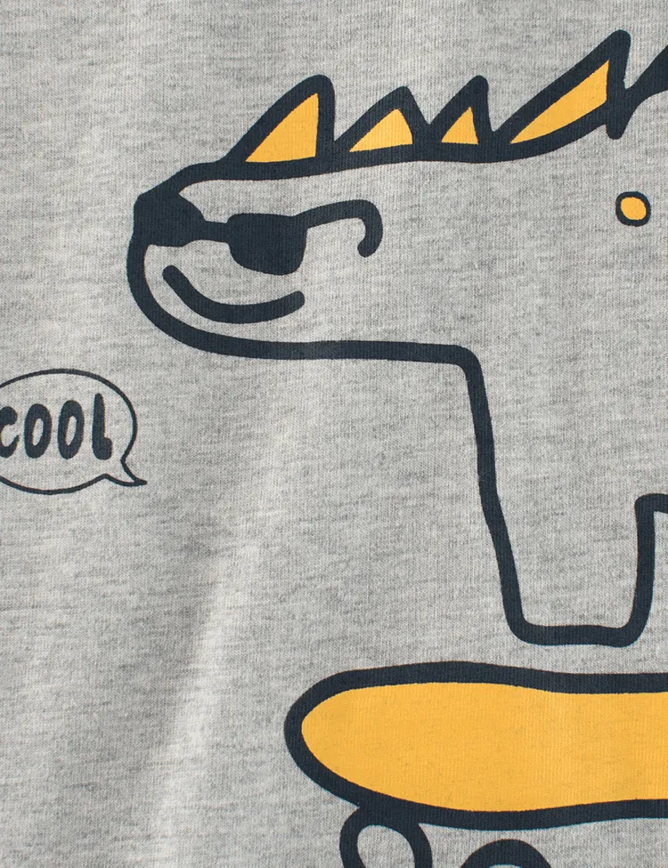 Skateboard Dinosaur Printed Long Sleeve T-shirt - Image 3