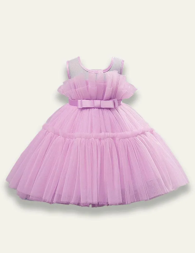 Sleeveless Bow Mesh Party Dress - Image 6