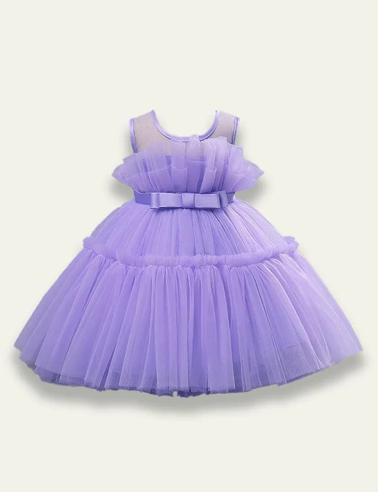 Sleeveless Bow Mesh Party Dress - Image 8