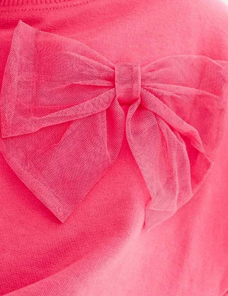 Solid Color Bow Sweatshirt Set - Image 2