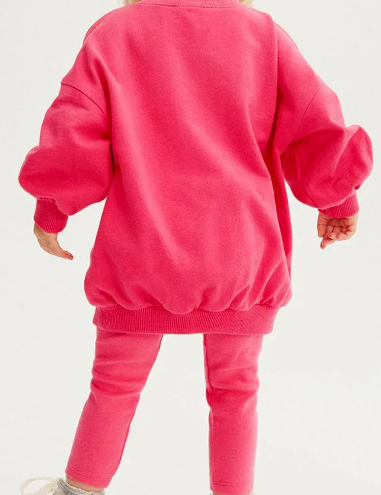 Solid Color Bow Sweatshirt Set - Image 3