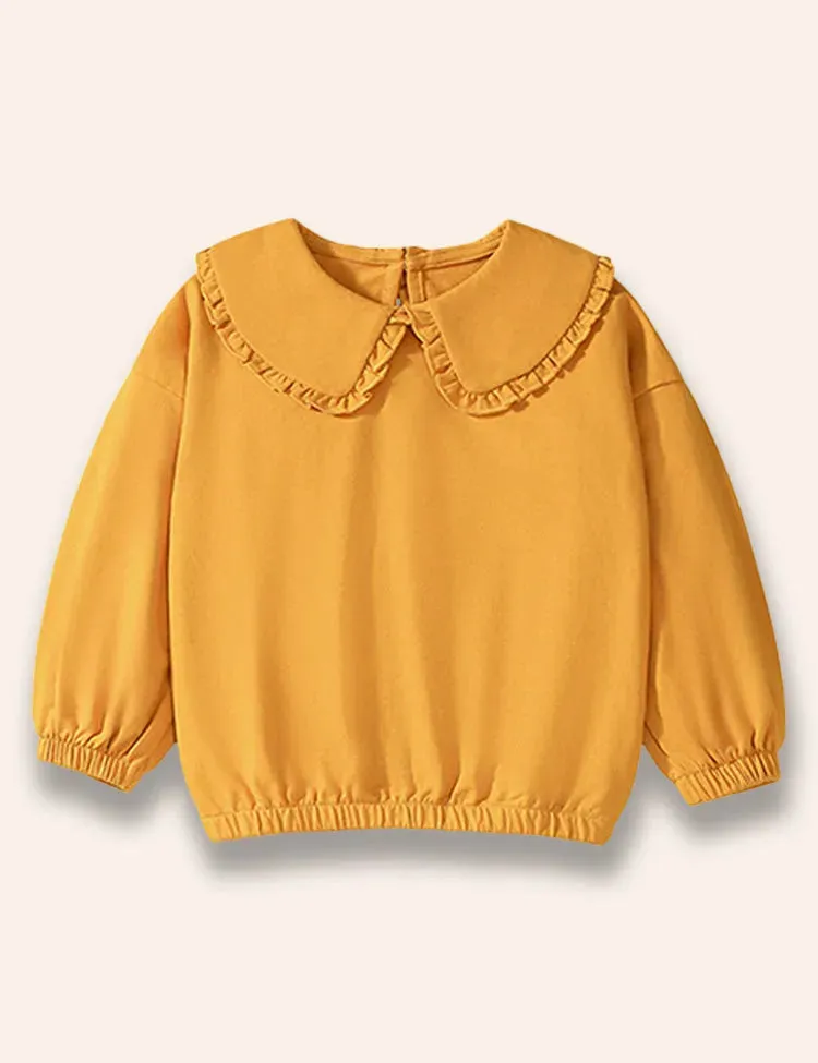 Solid Color Collar Sweatshirt Set - Image 2