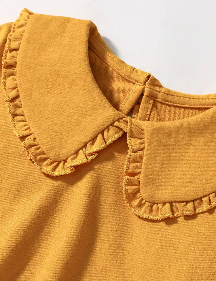 Solid Color Collar Sweatshirt Set - Image 4