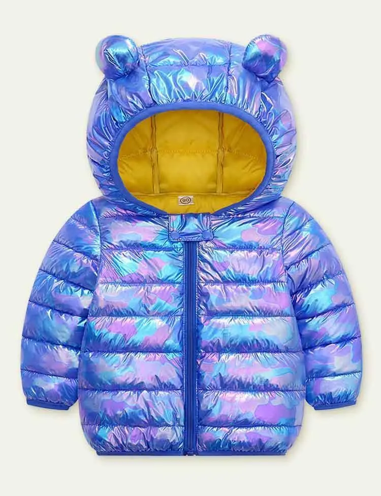 Solid Color Glossy down Jacket - Image 3