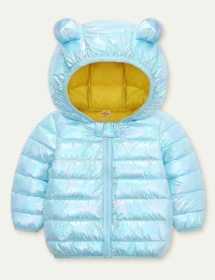 Solid Color Glossy down Jacket - Image 4