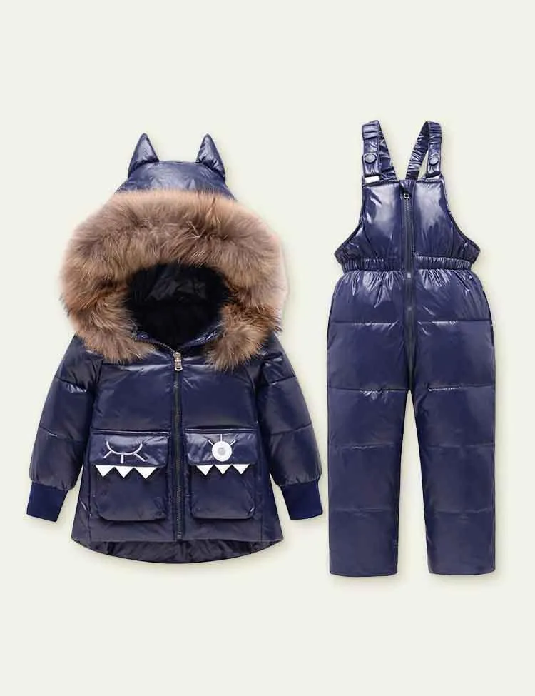 Solid Color Glossy down Jacket Suit - Image 2