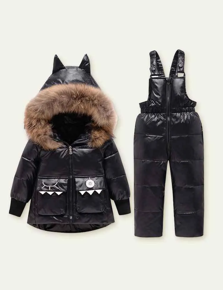 Solid Color Glossy down Jacket Suit - Image 4