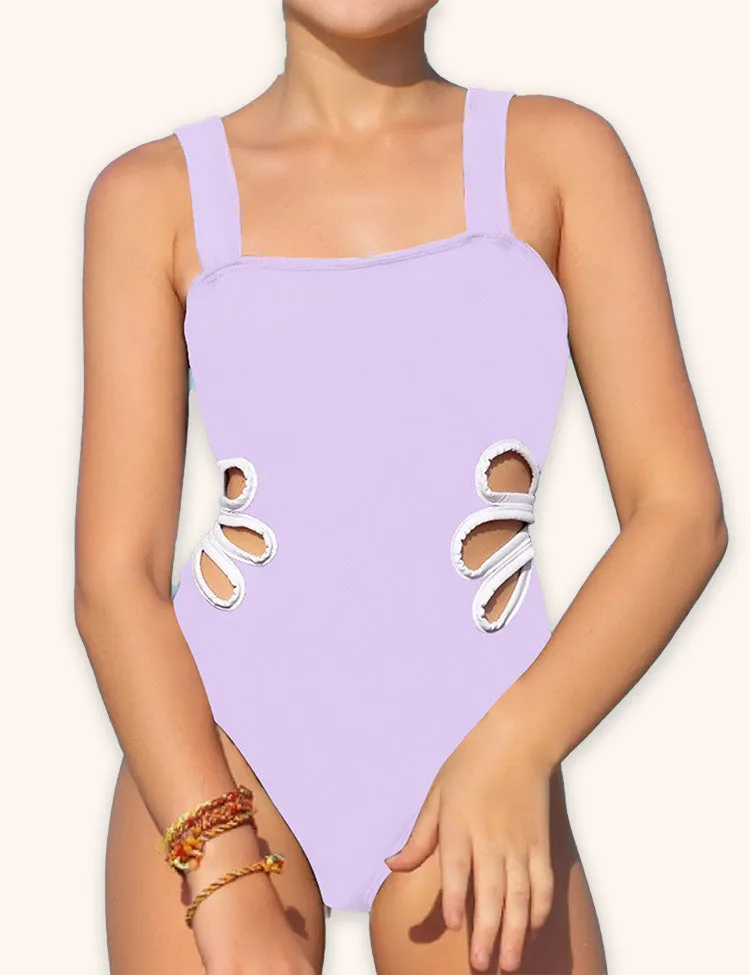 Solid Color Hollow Swimsuit - Image 5