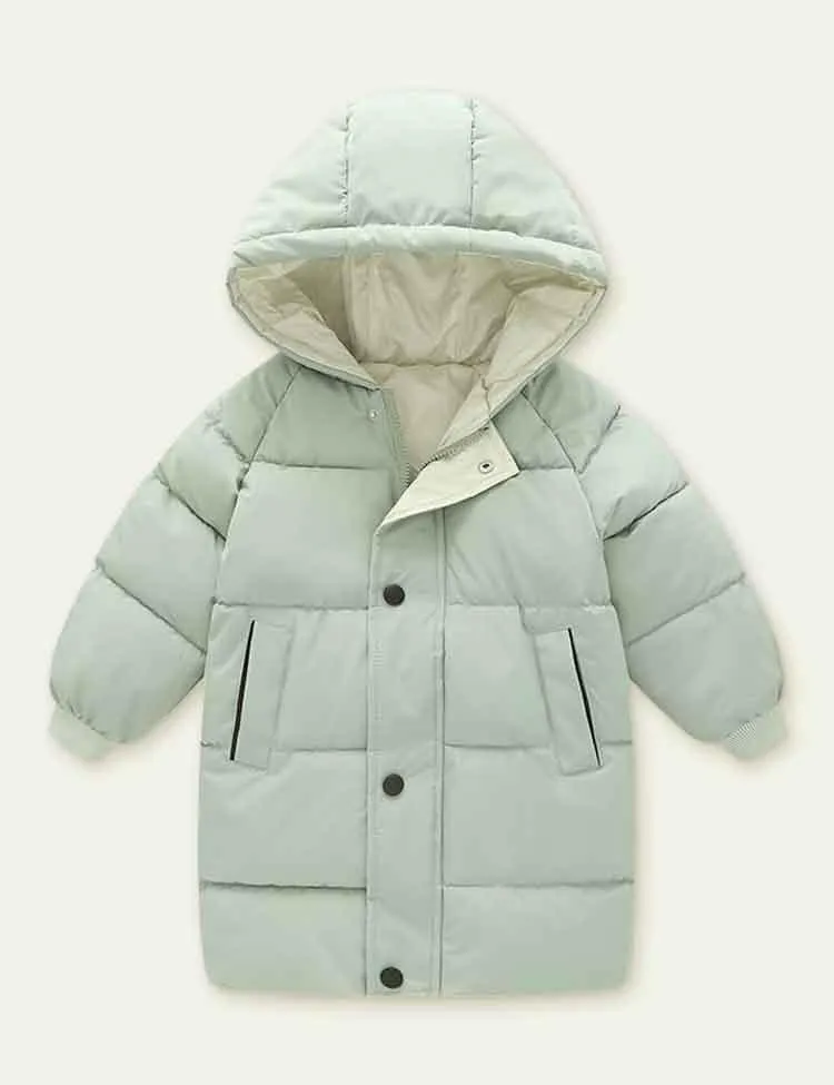Solid Color Mid-Length down Jacket - Image 3