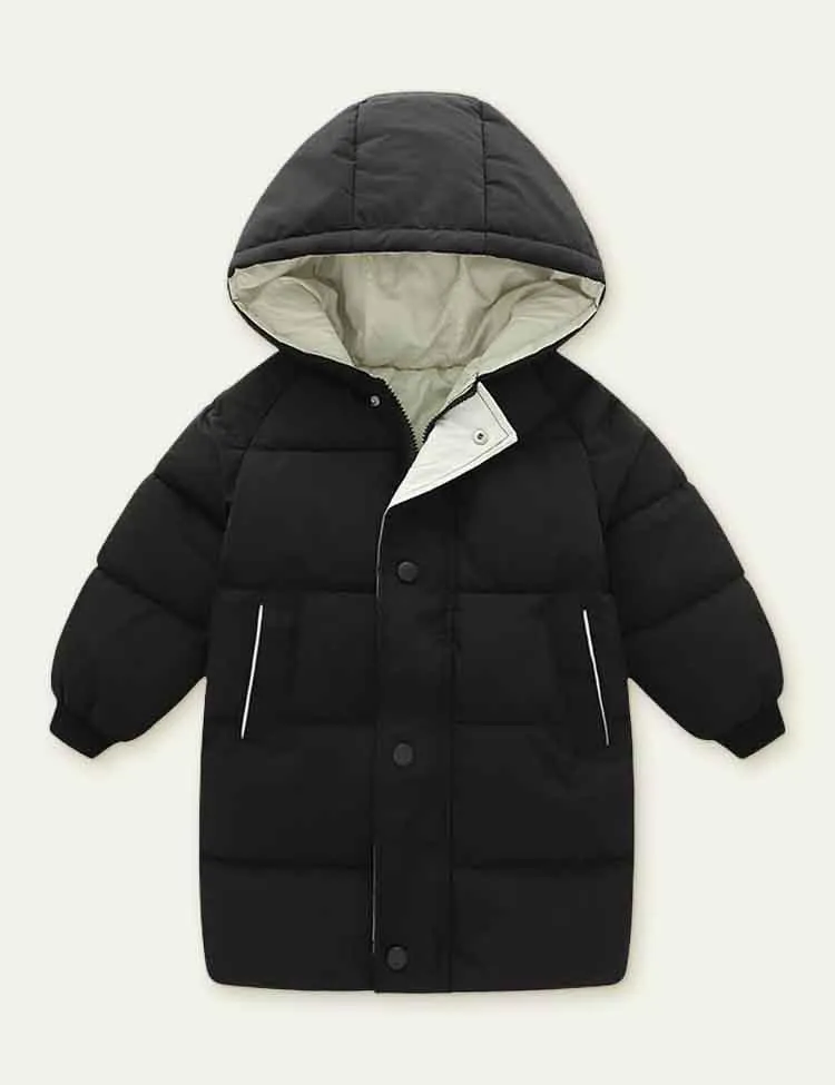 Solid Color Mid-Length down Jacket - Image 4
