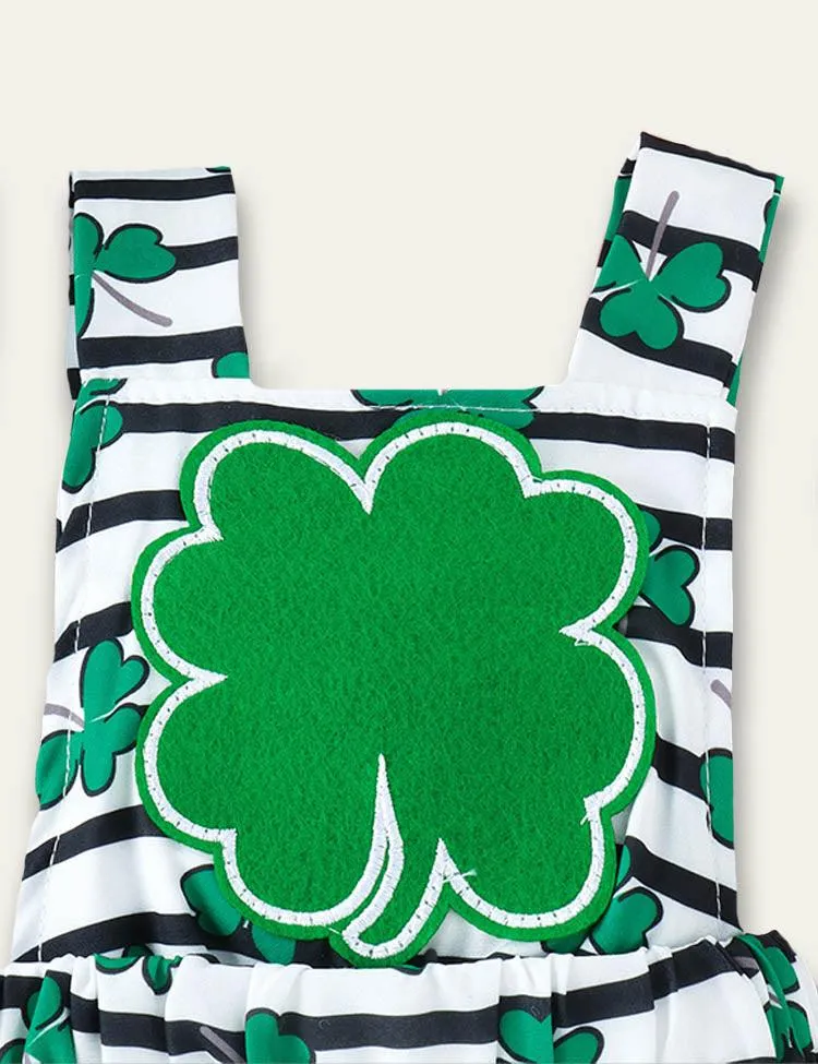 St. Patrick's Day Clover Appliqué Romper Set - Image 2