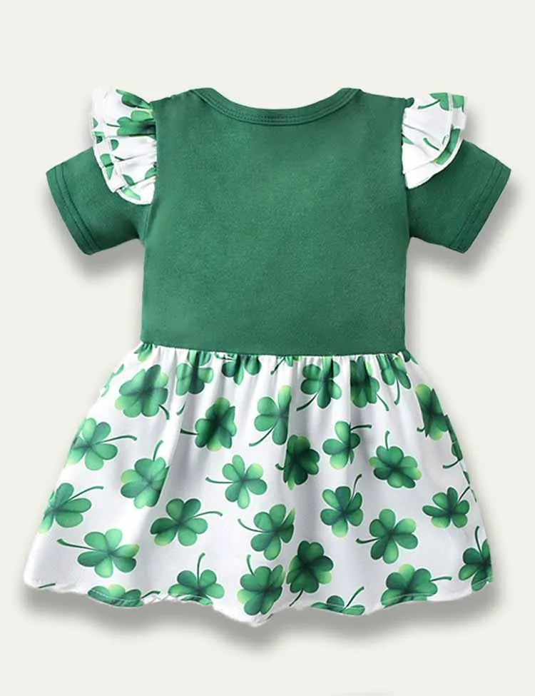 St. Patrick's Day Clover Letter Printed Romper Dress - Image 2