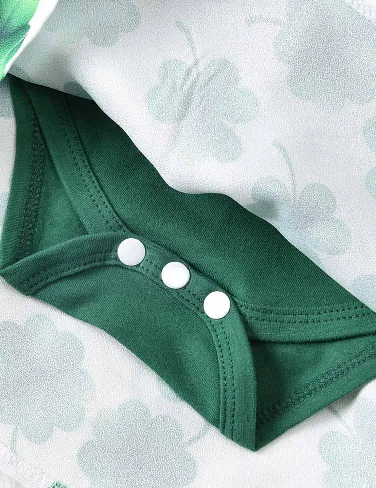 St. Patrick's Day Clover Letter Printed Romper Dress - Image 4