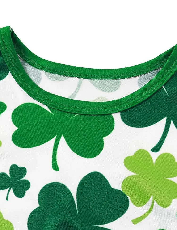 St. Patrick's Day Clover Printed Long Sleeve Dress - Image 6