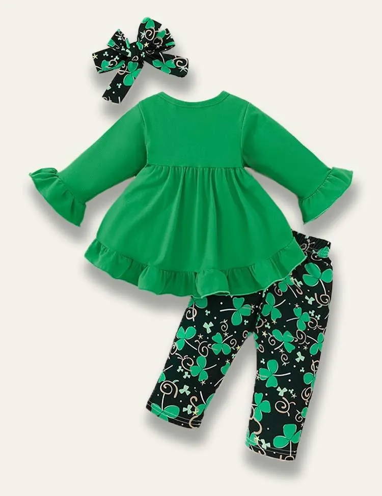 St.Patrick's Day Flared Long Sleeve Dress+Clover Pants - Image 2