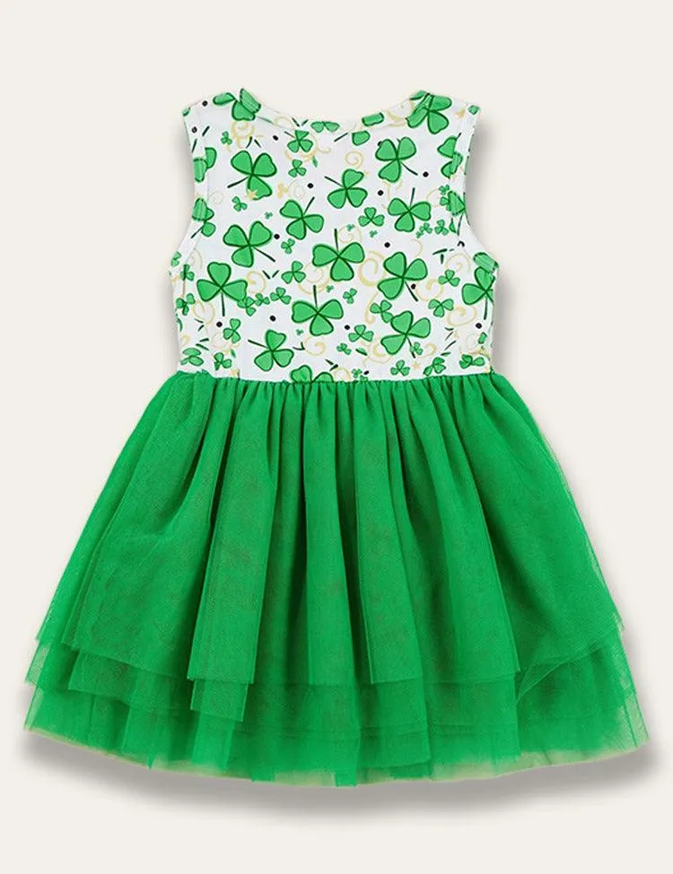 St. Patrick's Day Four-leaf Clover Print Dress - Image 2