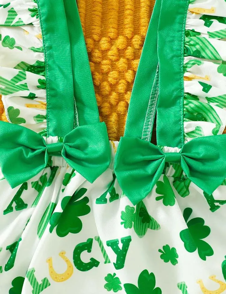 St. Patrick's Day Letter Printed Romper+Lucky Strap Dress - Image 4