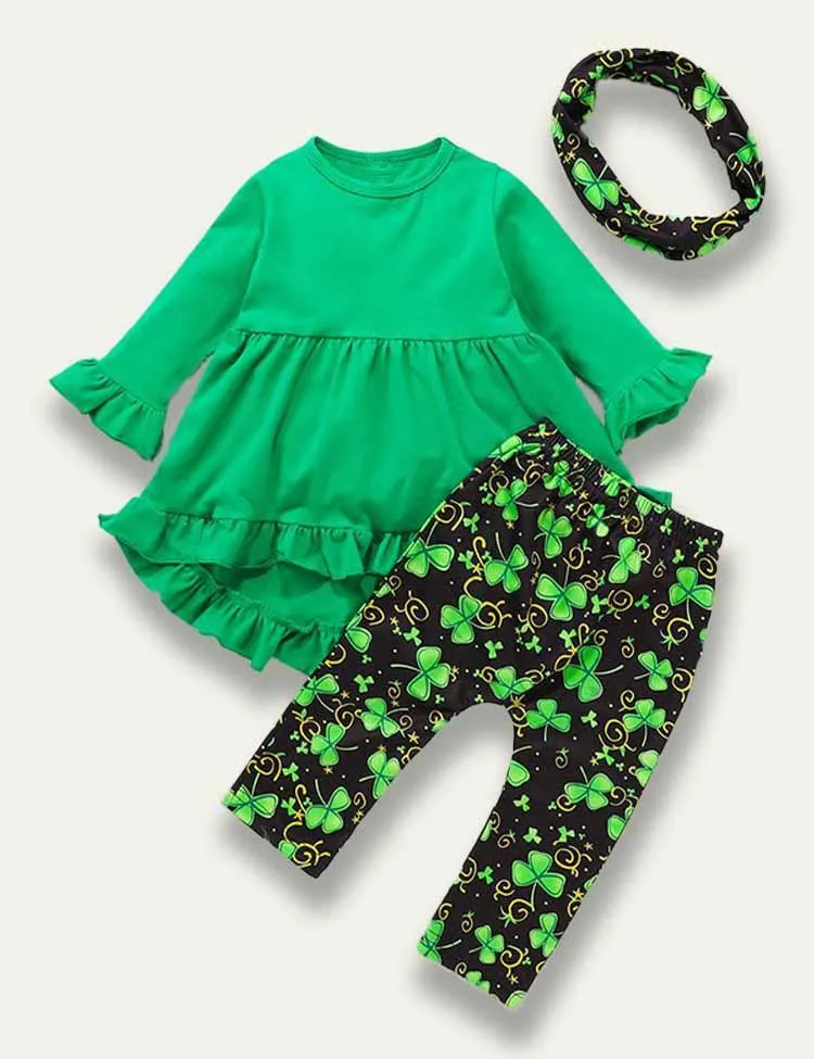 St. Patrick's Day Swallowtail Dress+Clover Printed Pants - Image 2