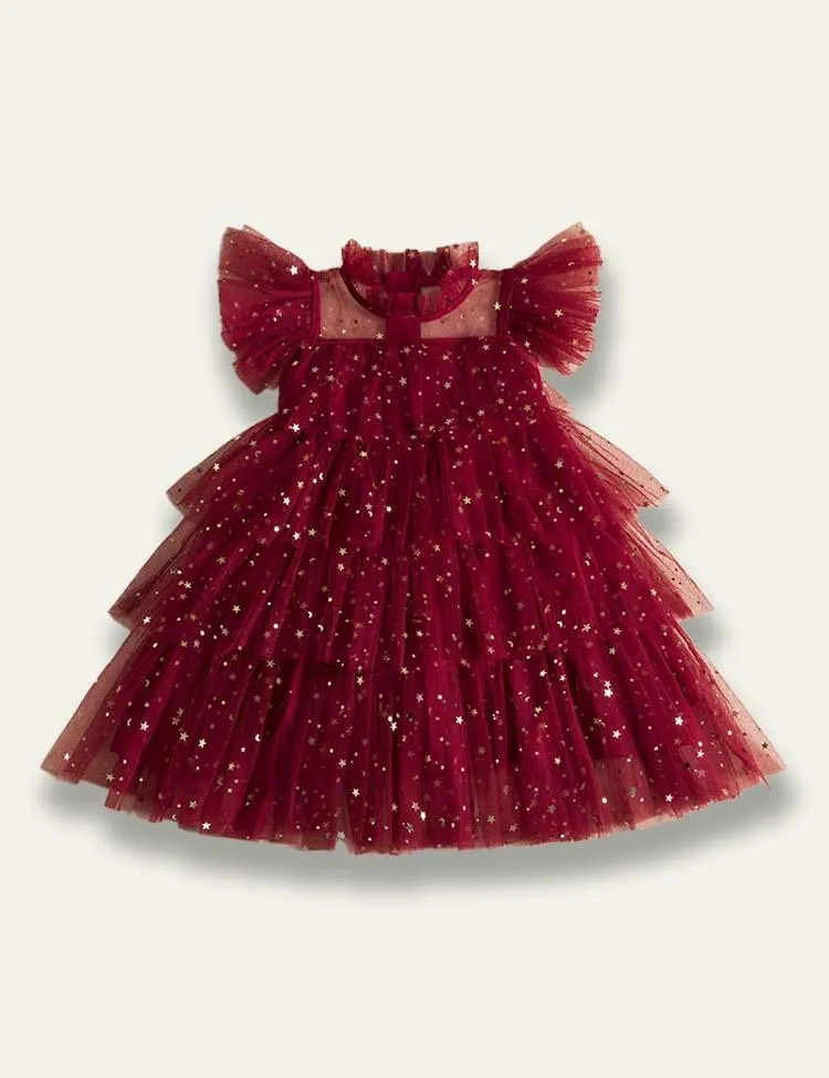 Star Sequin Fluffy Tulle Princess Party Dress - Image 2